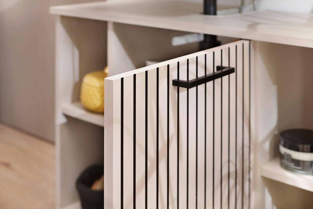 WASCHBECKENUNTERSCHRANK 80/62/35 cm  - Kaschmir/Schwarz, Trend, Holzwerkstoff/Metall (80/62/35cm) - Respekta