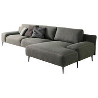 ECKSOFA Grau Flachgewebe  - Beige/Schwarz, Design, Textil/Metall (344/162cm) - Designwerk