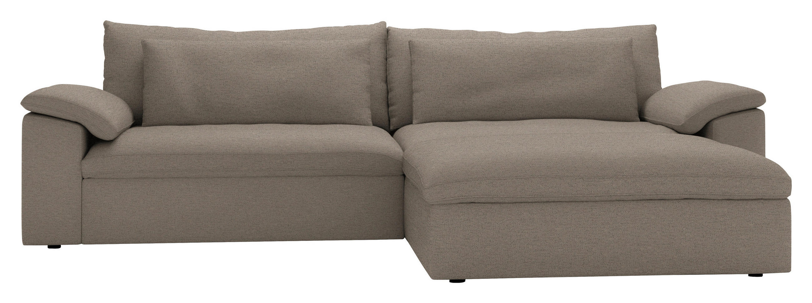 ECKSOFA  Flachgewebe Greige  - Greige/Schwarz, Modern, Kunststoff/Textil (306/198cm) - Carryhome