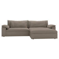 ECKSOFA Flachgewebe Greige  - Greige/Schwarz, Modern, Kunststoff/Textil (306/198cm) - Carryhome