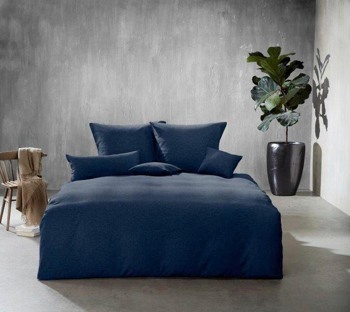 BETTWÄSCHE Flanell 135/200 cm  - Dunkelblau, Basics, Textil (135/200cm) - Fleuresse