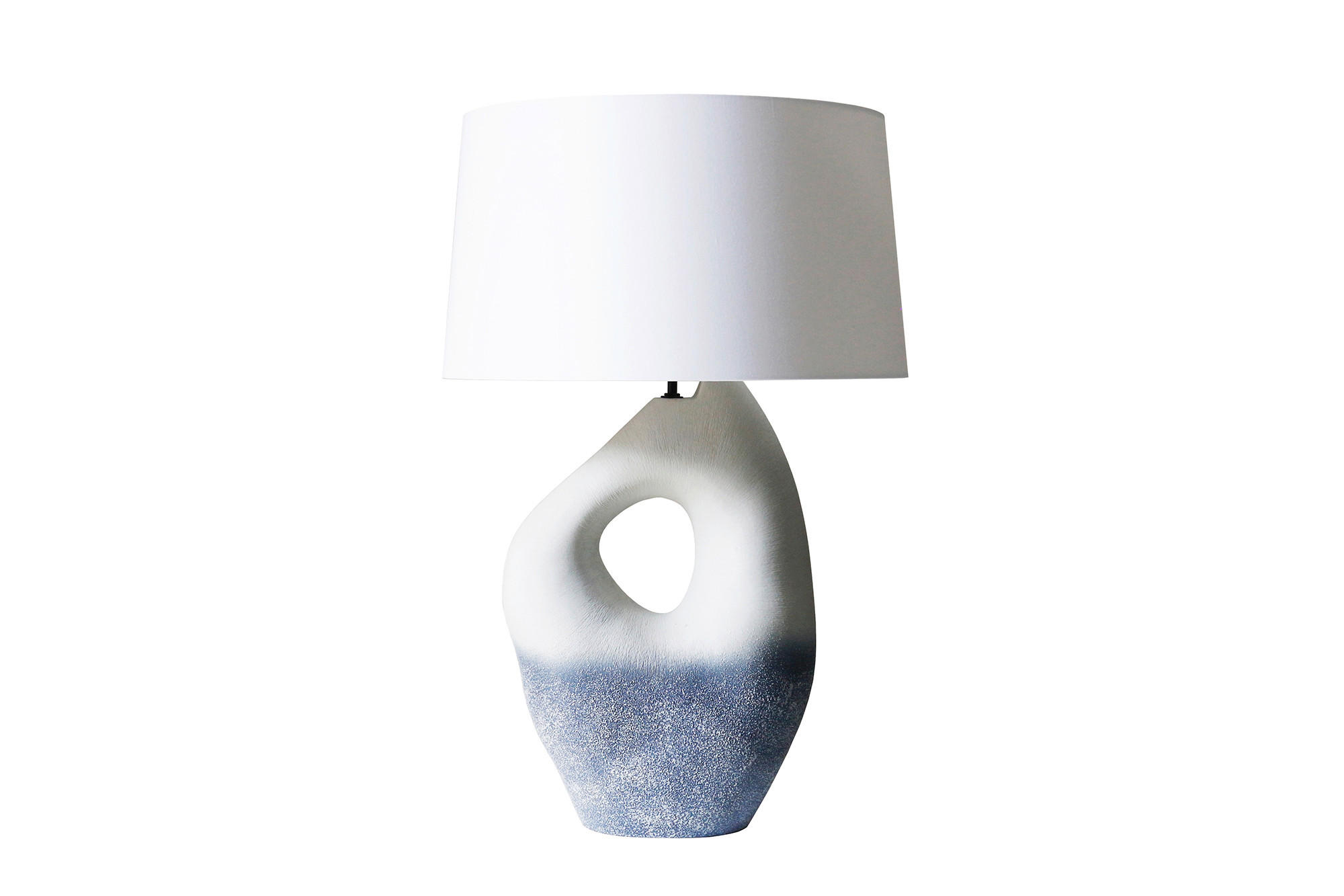 TISCHLEUCHTE 30/69/16 cm   - Blau/Elfenbein, Design, Keramik/Textil (30/69/16cm) - P & B