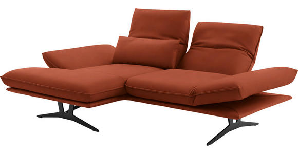ECKSOFA in Echtleder Orange 130/210 cm - Gelb/Schwarz, Design, Leder/Metall (130/210cm) - Dieter Knoll