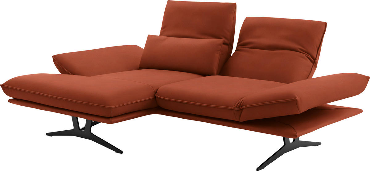 ECKSOFA in Echtleder Orange  130/210 cm  - Gelb/Schwarz, Design, Leder/Metall (130/210cm) - Dieter Knoll