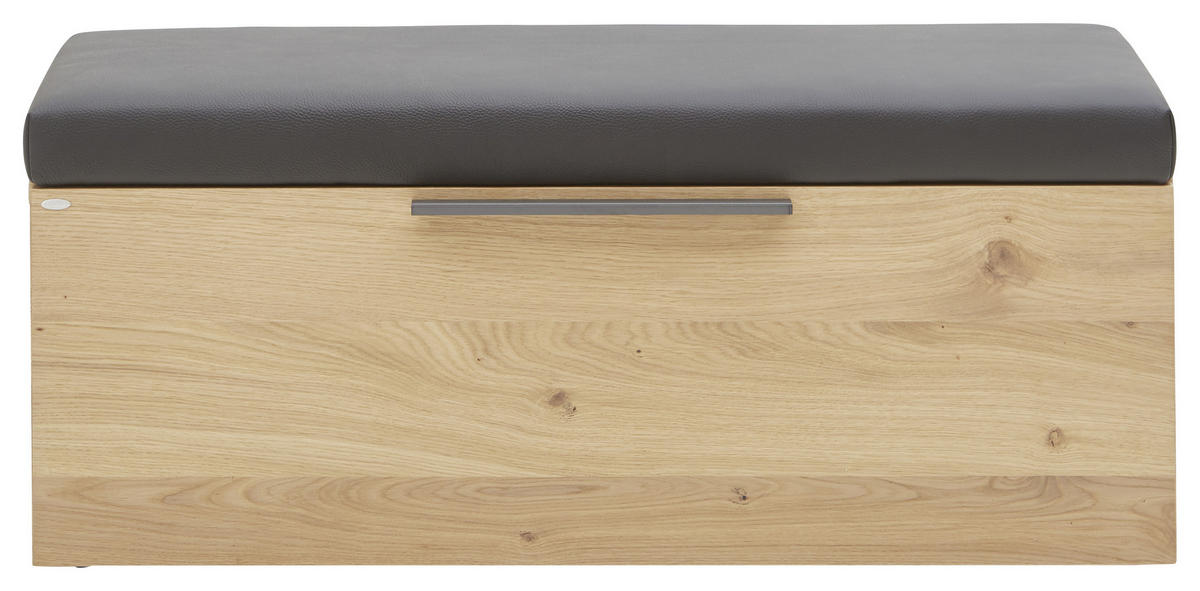 GARDEROBENBANK  in 96,2/42/39 cm  - Eichefarben/Anthrazit, Natur, Leder/Holz (96,2/42/39cm) - Voglauer