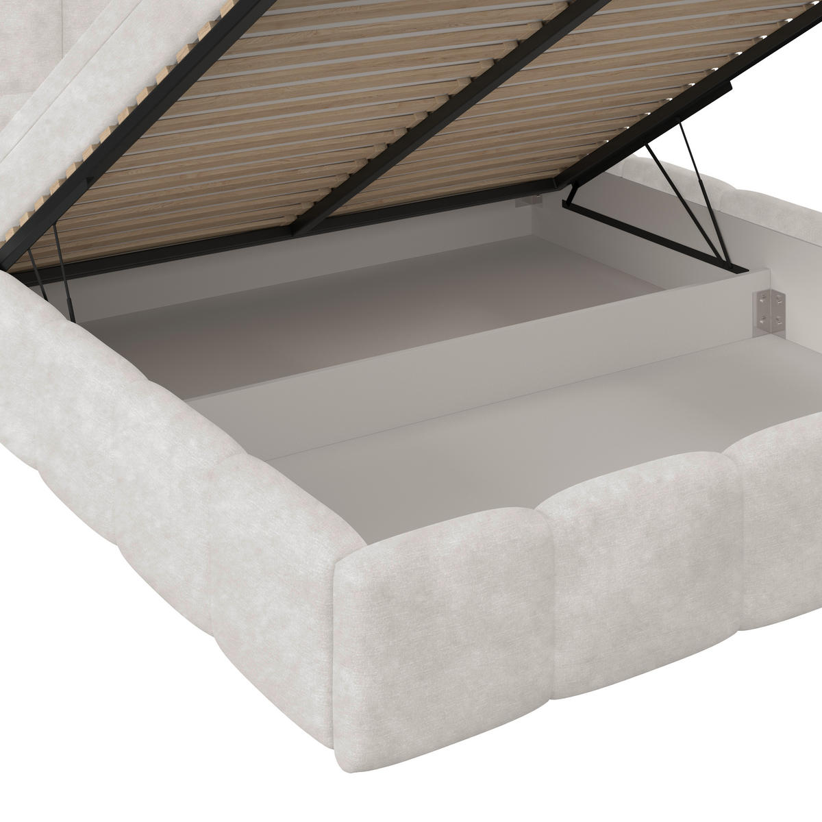 POLSTERBETT 160/200 cm,  in Creme, Matratze, Bettkasten, H3 = fest  - Creme/Schwarz, Trend, Kunststoff/Textil (160/200cm)