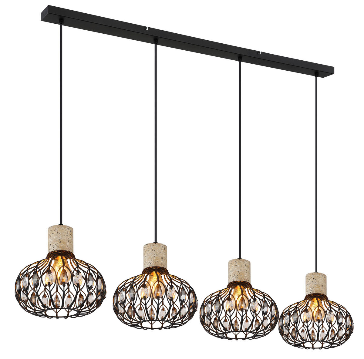 HÄNGELEUCHTE 115/25/150 cm  - Klar/Schwarz, Basics, Glas/Kunststoff (115/25/150cm) - Globo