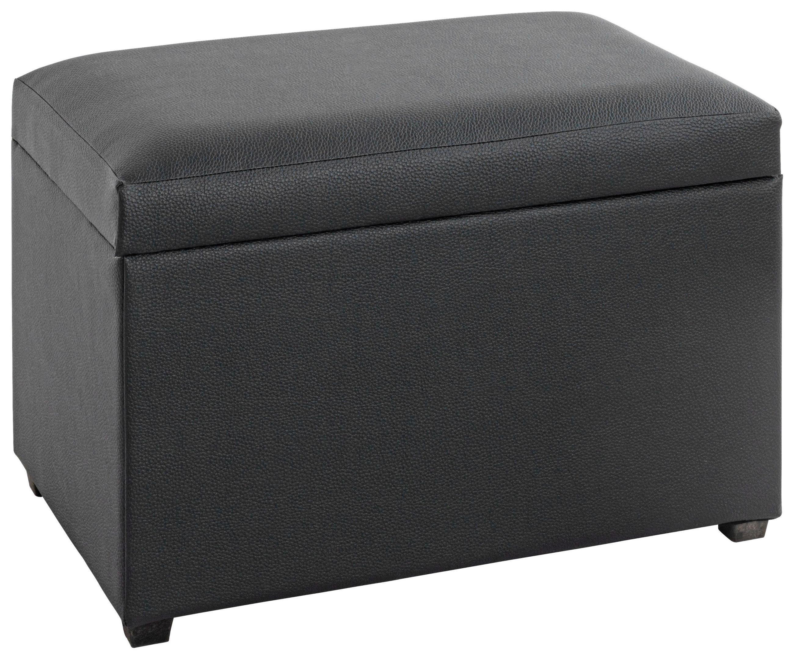 TRUHENBANK 58/42/39 cm Lederlook Schwarz  - Schwarz, Design, Textil (58/42/39cm)