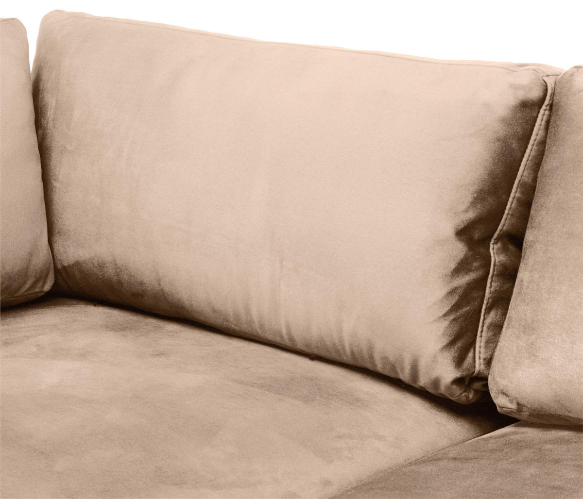 ECKSOFA Hellbraun Velours  - Hellbraun/Schwarz, MODERN, Textil/Metall (176/314cm) - Livetastic