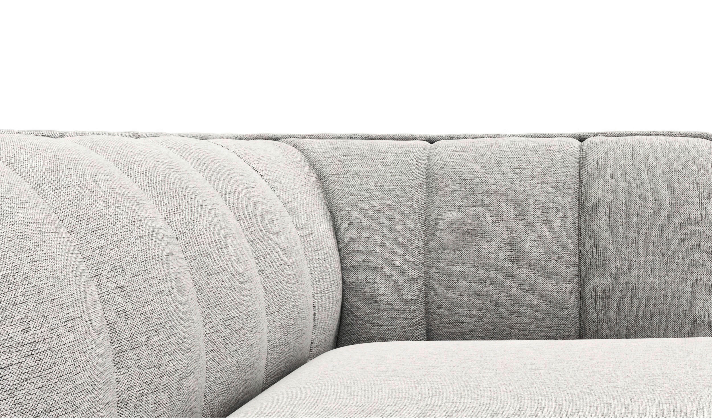 ECKSOFA Hellgrau Webstoff, Flachgewebe, Chenille  - Hellgrau/Schwarz, Design, Holz/Textil (211/149cm) - Livetastic