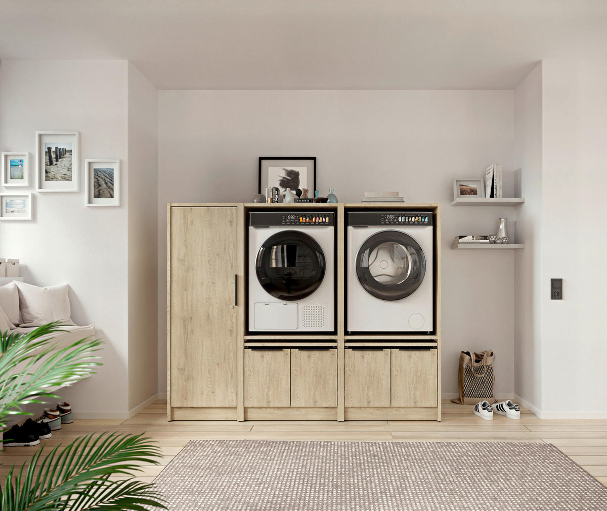 MEHRZWECKSCHRANK 50/150/68 cm  in Eichefarben  - Eichefarben/Schwarz, Basics, Holzwerkstoff/Kunststoff (50/150/68cm) - MID.YOU