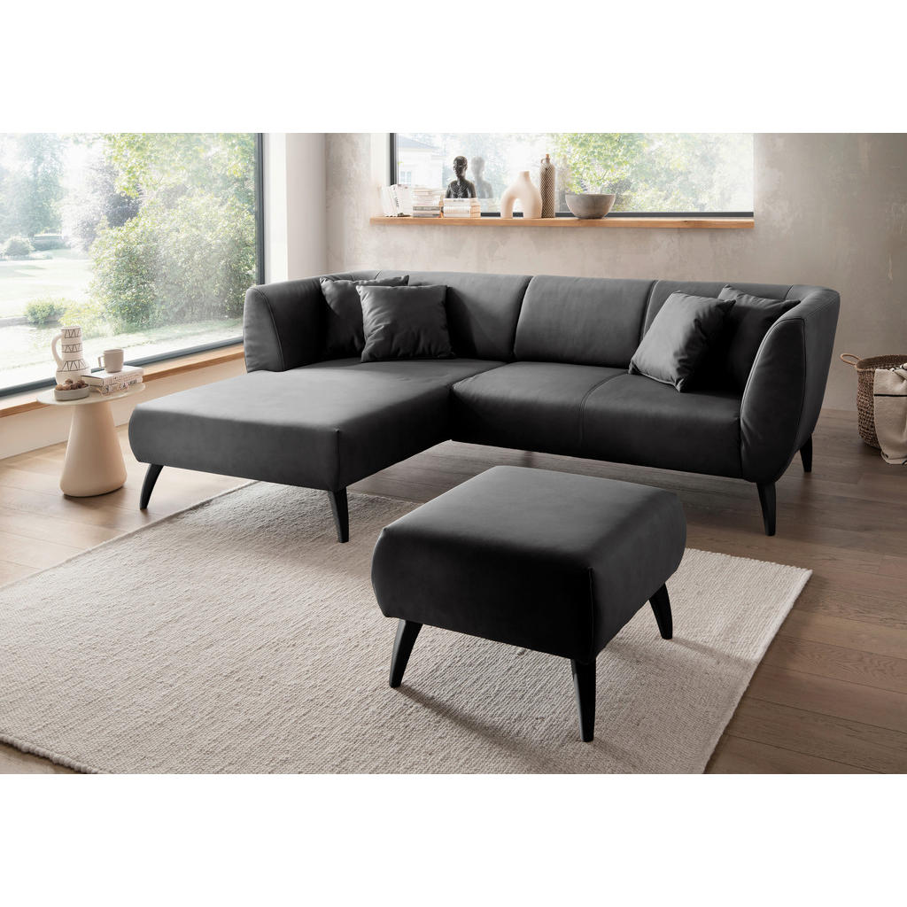 Thumbnail - Livetastic Ecksofa, Schwarz, Textil, Buche, Uni, 4-Sitzer, Füllung: Schaumstoff, Ottomane links, L-Form, 264x160 cm, Mad...