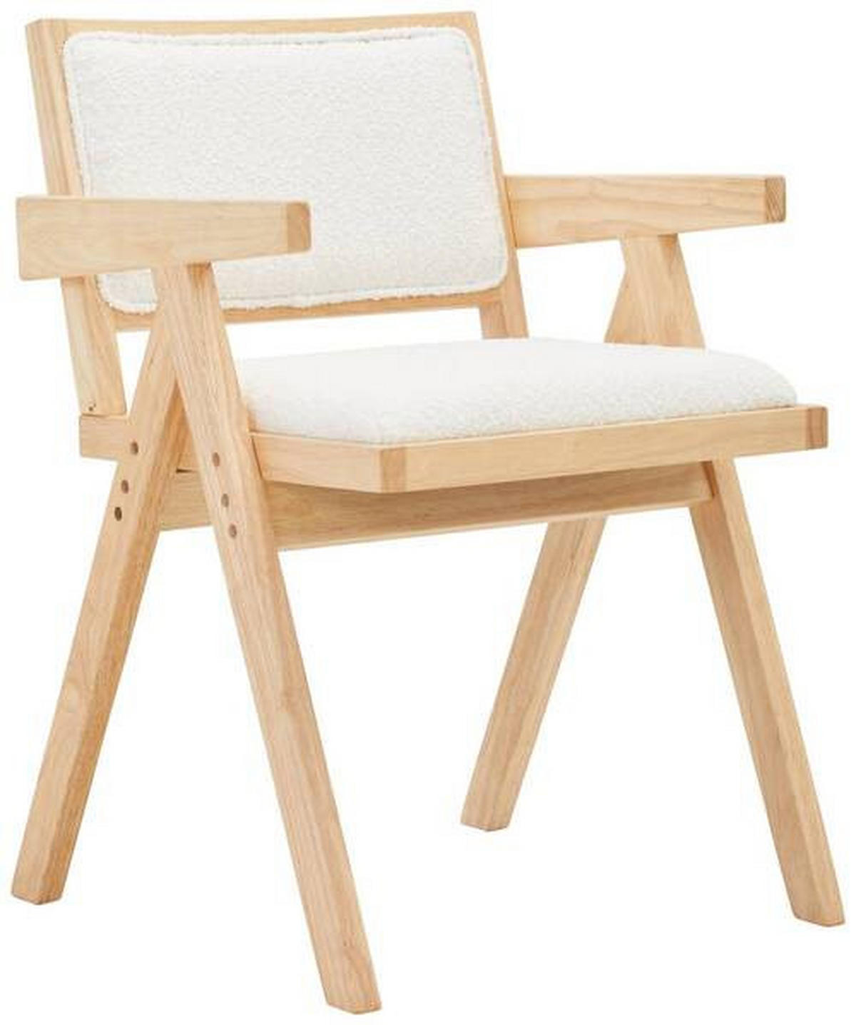 ARMLEHNSTUHL  in Webstoff, Bouclé, Teddystoff  - Naturfarben/Weiß, MODERN, Holz/Textil (51/79/54cm) - Livetastic