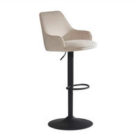 BARHOCKER in Textil Beige  - Beige/Schwarz, Design, Textil/Metall (45/106/45cm) - MID.YOU