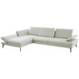 ECKSOFA in Echtleder Silberfarben  - Silberfarben/Schwarz, Design, Leder/Metall (195/308cm) - Dieter Knoll