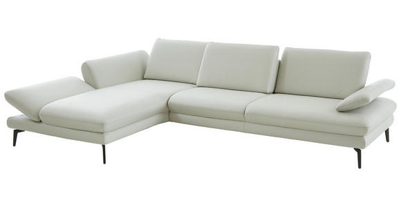 ECKSOFA in Echtleder Silberfarben  - Silberfarben/Schwarz, Design, Leder/Metall (195/308cm) - Dieter Knoll