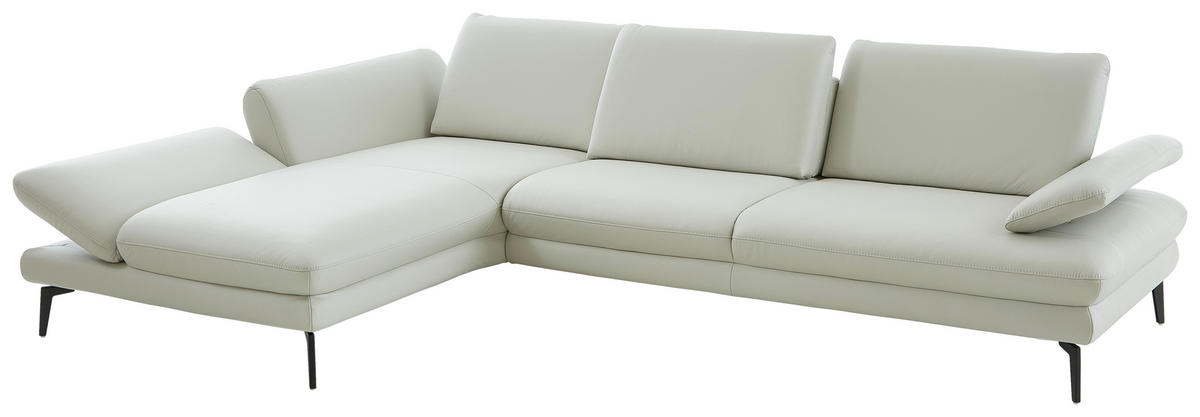 ECKSOFA Silberfarben Echtleder  - Silberfarben/Schwarz, Design, Leder/Metall (195/308cm) - Dieter Knoll