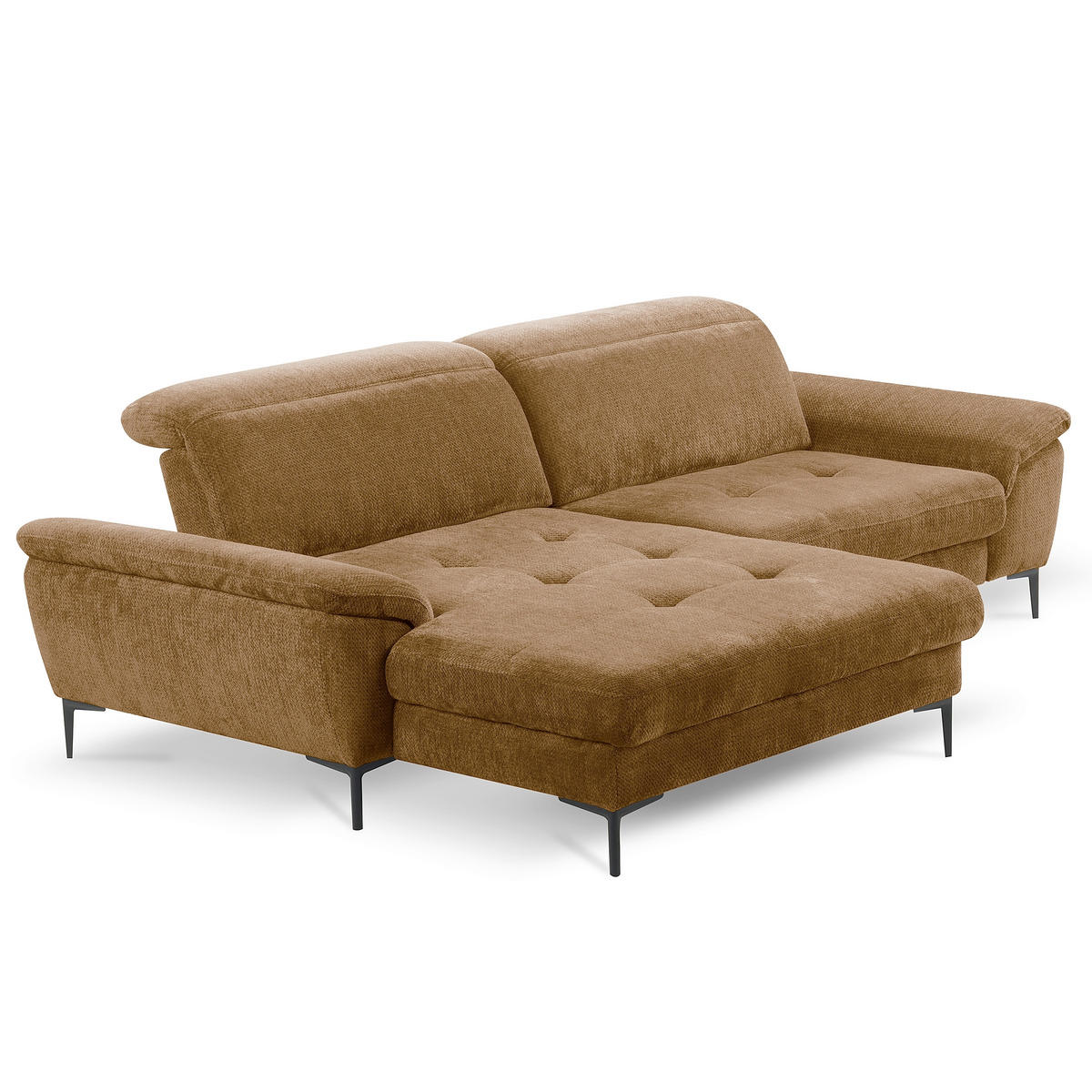 ECKSOFA  Webstoff Rostfarben  - Rostfarben/Schwarz, Design, Textil/Metall (195/268cm) - Livetastic