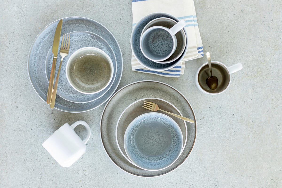 KOMBISERVICE Grau LUNARIA 16-teilig 4 Personen  - Grau, Basics, Keramik - Mäser