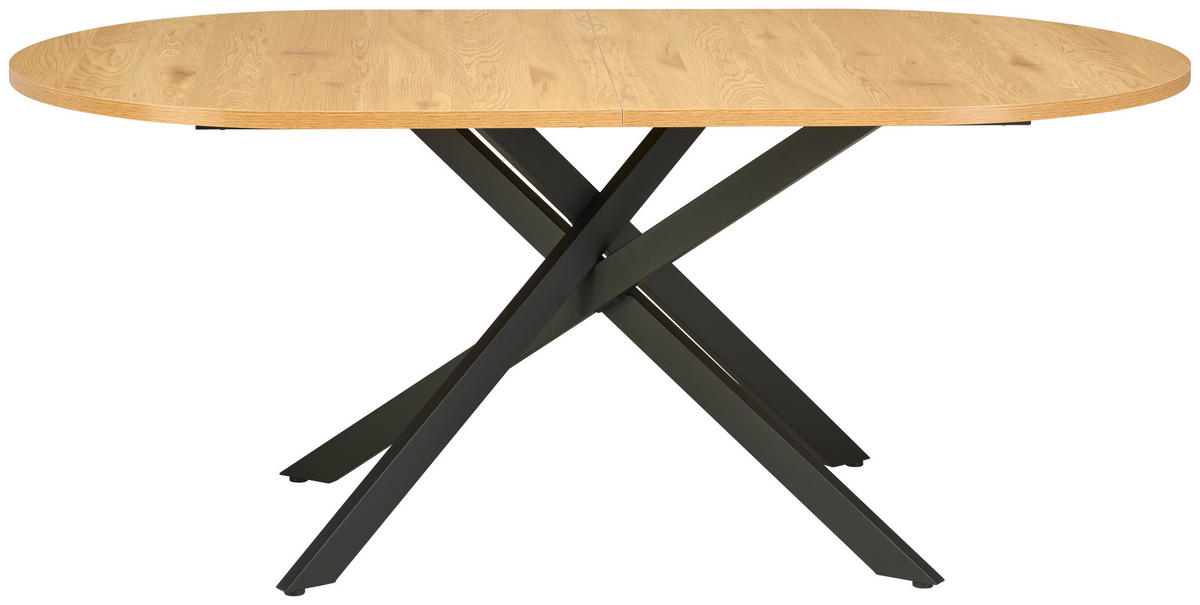 ESSTISCH oval Schwarz, Eichefarben  - Eichefarben/Schwarz, KONVENTIONELL, Holzwerkstoff/Metall (180/75/100cm) - MID.YOU