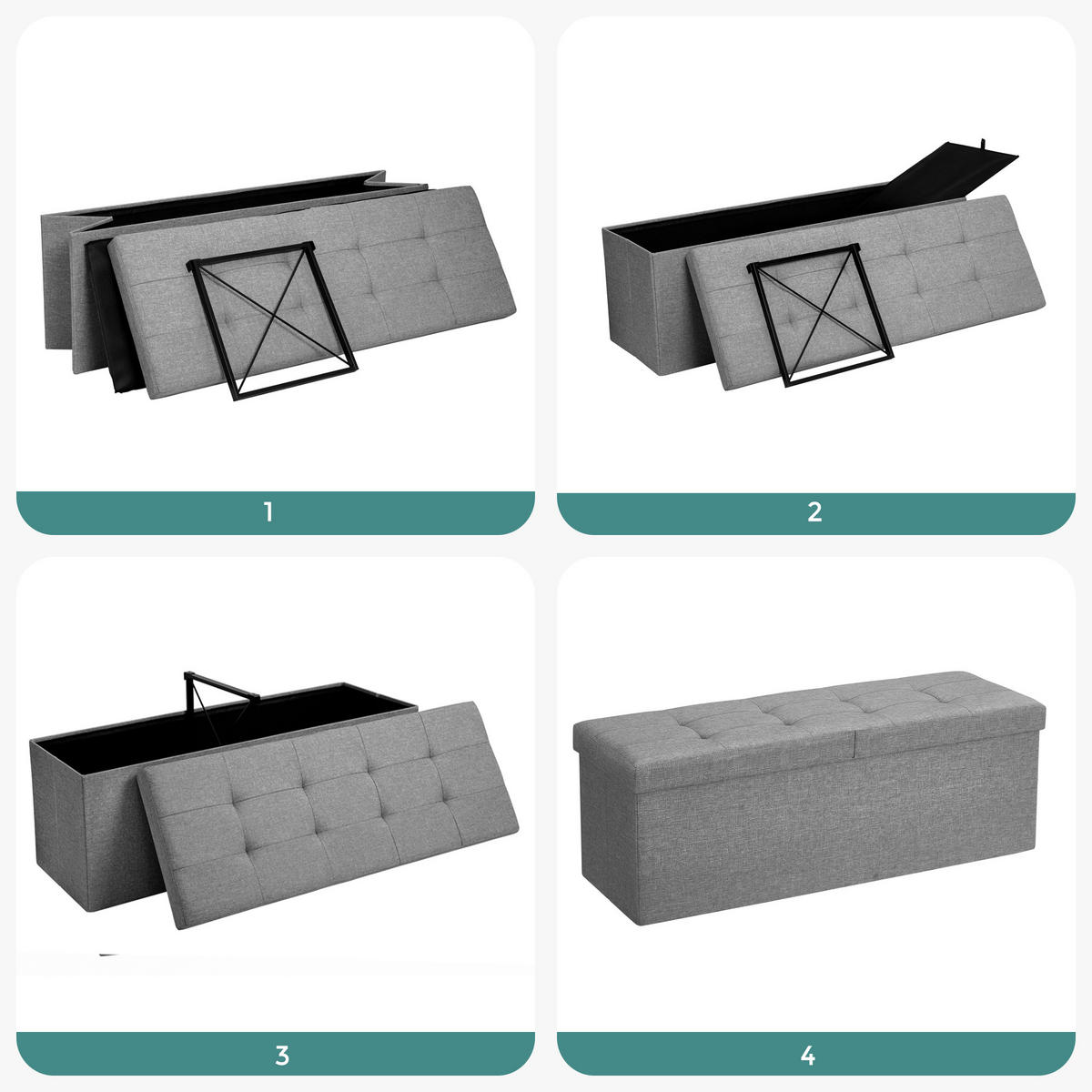 SITZBOX in Textil, Holzwerkstoff Grau  - Grau, Basics, Holzwerkstoff/Textil (110/38/38cm)