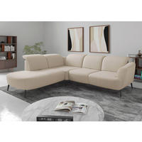 ECKSOFA ZOE E Creme Flachgewebe  - Creme/Schwarz, KONVENTIONELL, Textil/Metall (267/300cm) - Sit & More