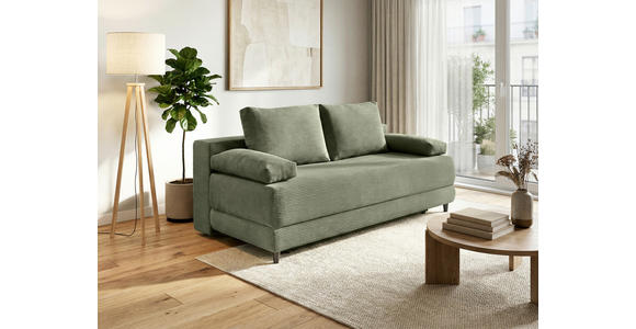 SCHLAFSOFA  mit Liegefunktion, Schlafen auf Sitzhöhe, Rücken echt Cord Salbeigrün  - Salbeigrün/Schwarz, KONVENTIONELL, Holz/Textil (196/96/103cm) - Carryhome