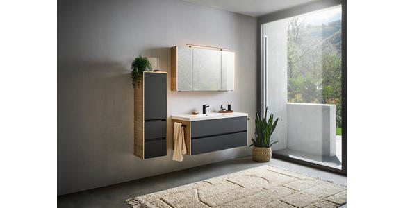 WASCHTISCHKOMBI 121 cm  - Eichefarben/Lavagrau, Design, Keramik/Holzwerkstoff (121cm) - Dieter Knoll