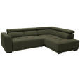 ECKSOFA  in Struktur Olivgrün  284/205 cm  - Schwarz/Olivgrün, Design, Kunststoff/Textil (284/205cm) - Xora