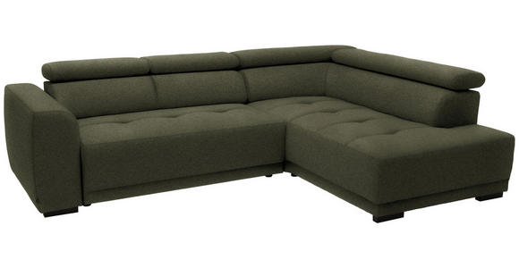 ECKSOFA  in Struktur Olivgrün  284/205 cm  - Schwarz/Olivgrün, Design, Kunststoff/Textil (284/205cm) - Xora