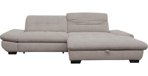 ECKSOFA in Mikrofaser Hellgrau  - Hellgrau/Schwarz, Design, Textil/Metall (290/198cm) - Xora