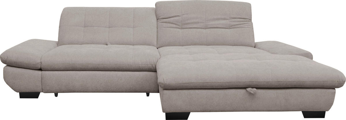 ECKSOFA in Mikrofaser Hellgrau  - Hellgrau/Schwarz, Design, Textil/Metall (290/198cm) - Xora