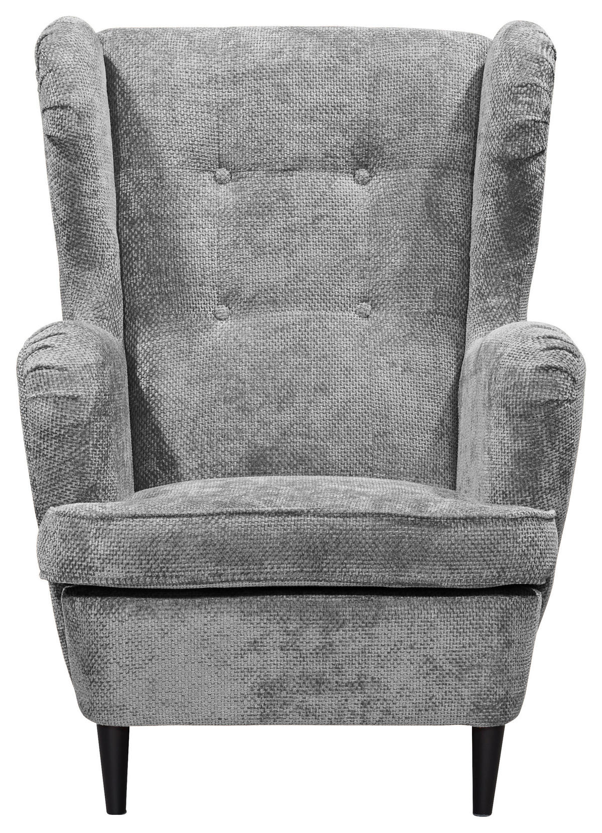 OHRENSESSEL in Webstoff Grau  - Schwarz/Grau, Konventionell, Holz/Textil (78/102/98cm) - MID.YOU