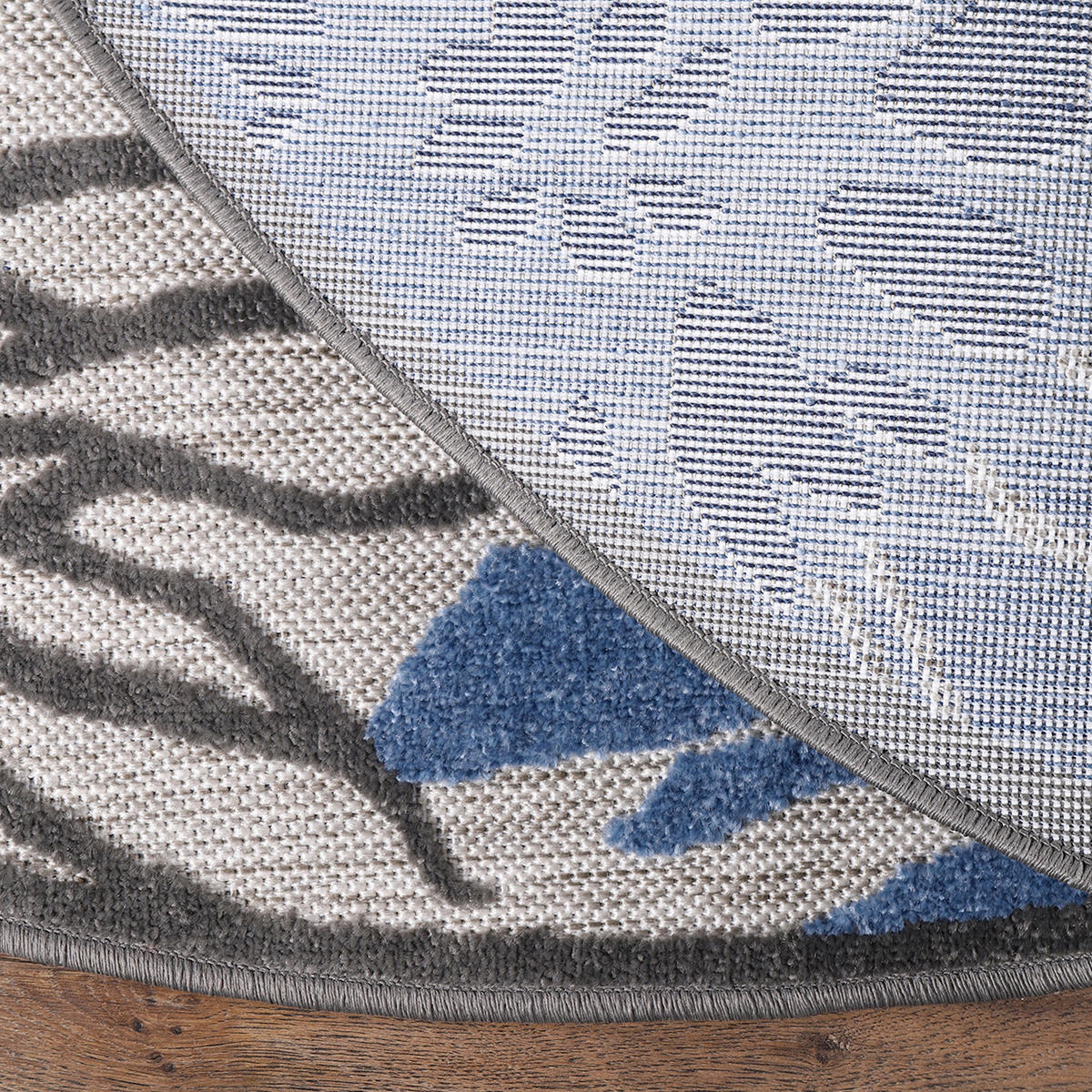 TEPIH ZA UNUTAR./VANJ. UPORAB  120 cm  plava, siva  Floral  - siva/plava, Lifestyle, tekstil/plastika (120cm)