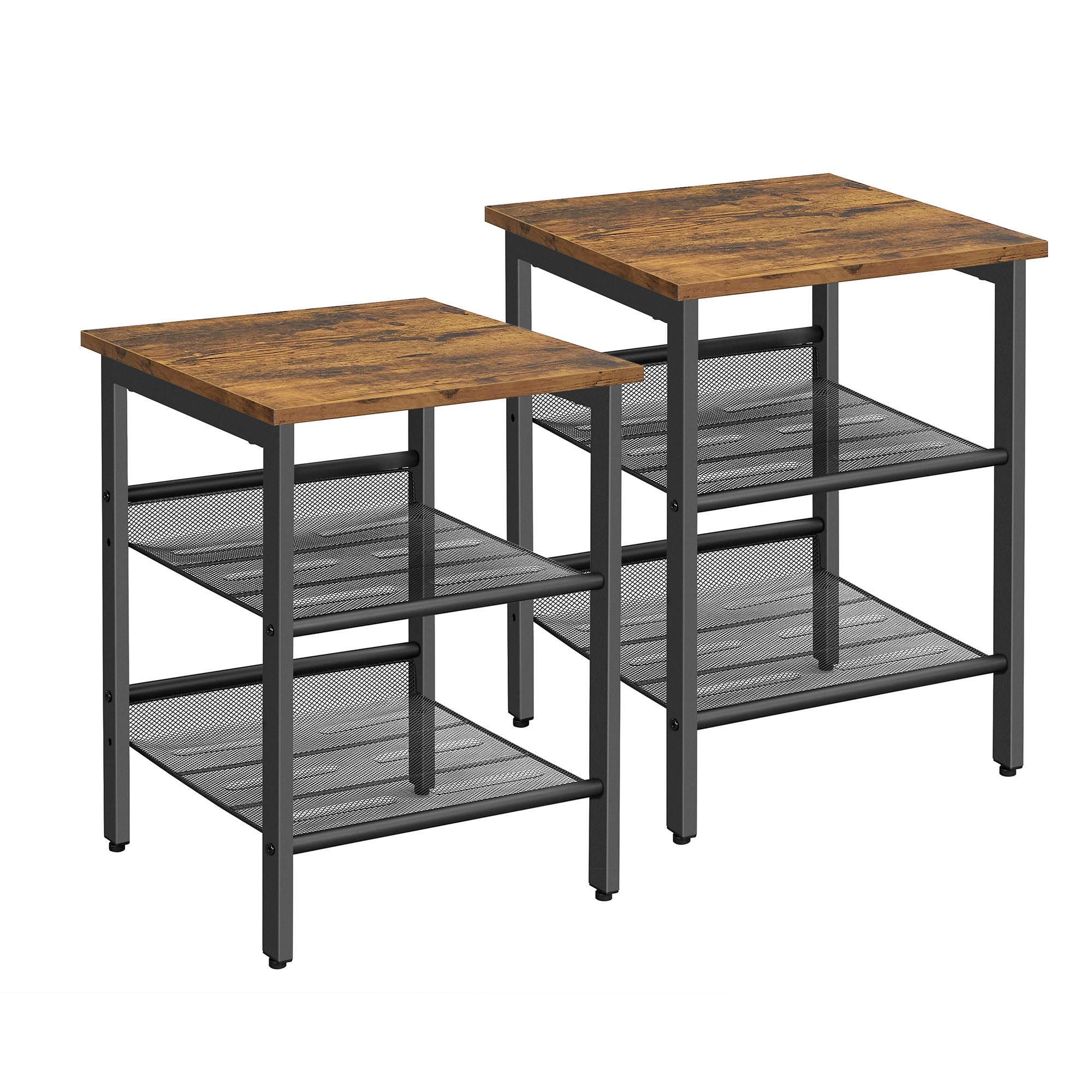 BEISTELLTISCHSET in Metall, Holzwerkstoff 40/40/50 cm  - Schwarz/Braun, Trend, Holzwerkstoff/Metall (40/40/50cm) - Boxxx