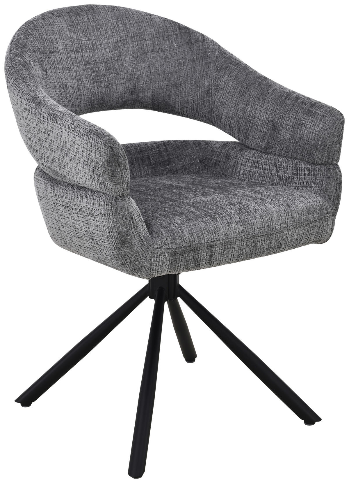 ARMLEHNSTUHL  Sitzfläche 360° drehbar Chenille  Grau  - Schwarz/Grau, MODERN, Holz/Textil (58/85/62cm) - Livetastic