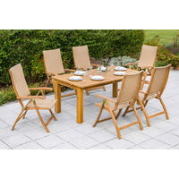 GARTENTISCHGRUPPE Akazie Hartholz  - Naturfarben, KONVENTIONELL, Holz/Kunststoff - Gardenson