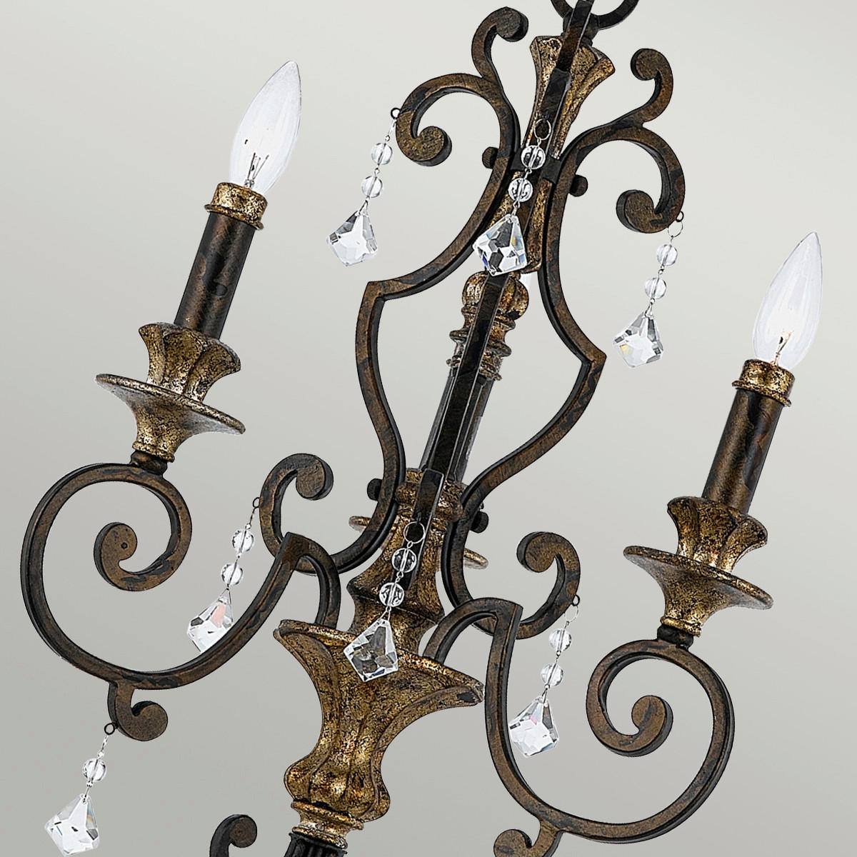 KRONLEUCHTER 45.7/70  cm    - Bronzefarben, Konventionell, Glas/Metall (45.7/70 cm) - Elstead Lighting