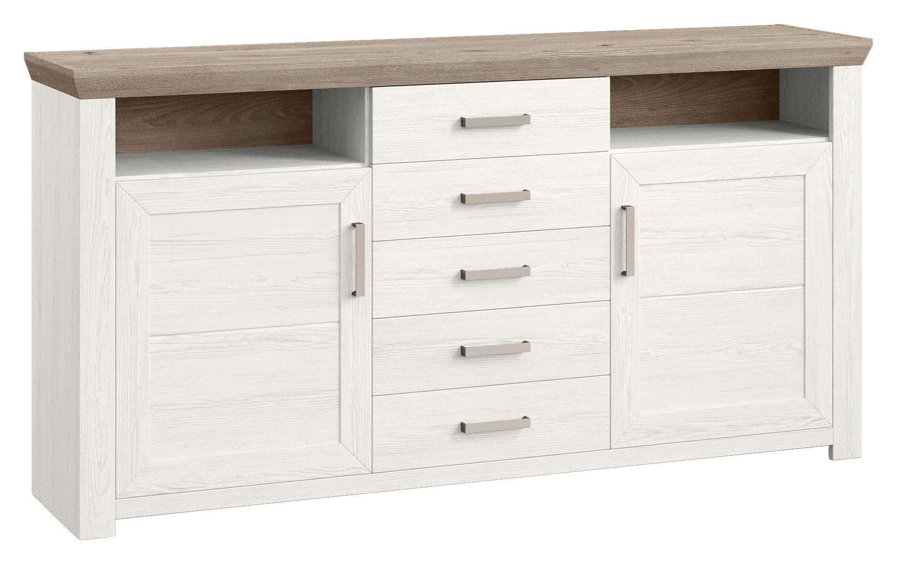 SIDEBOARD 184,1/94,6/44,2 cm  in Weiß, Eichefarben  - Eichefarben/Weiß, Design, Holzwerkstoff/Metall (184,1/94,6/44,2cm) - SetOne by Musterring