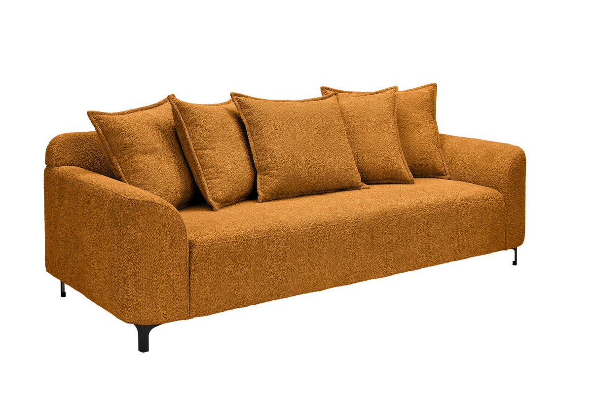 3-SITZER-SOFA  in Chenille Goldfarben  - Goldfarben/Schwarz, KONVENTIONELL, Textil/Metall (228/84/99cm) - Carryhome