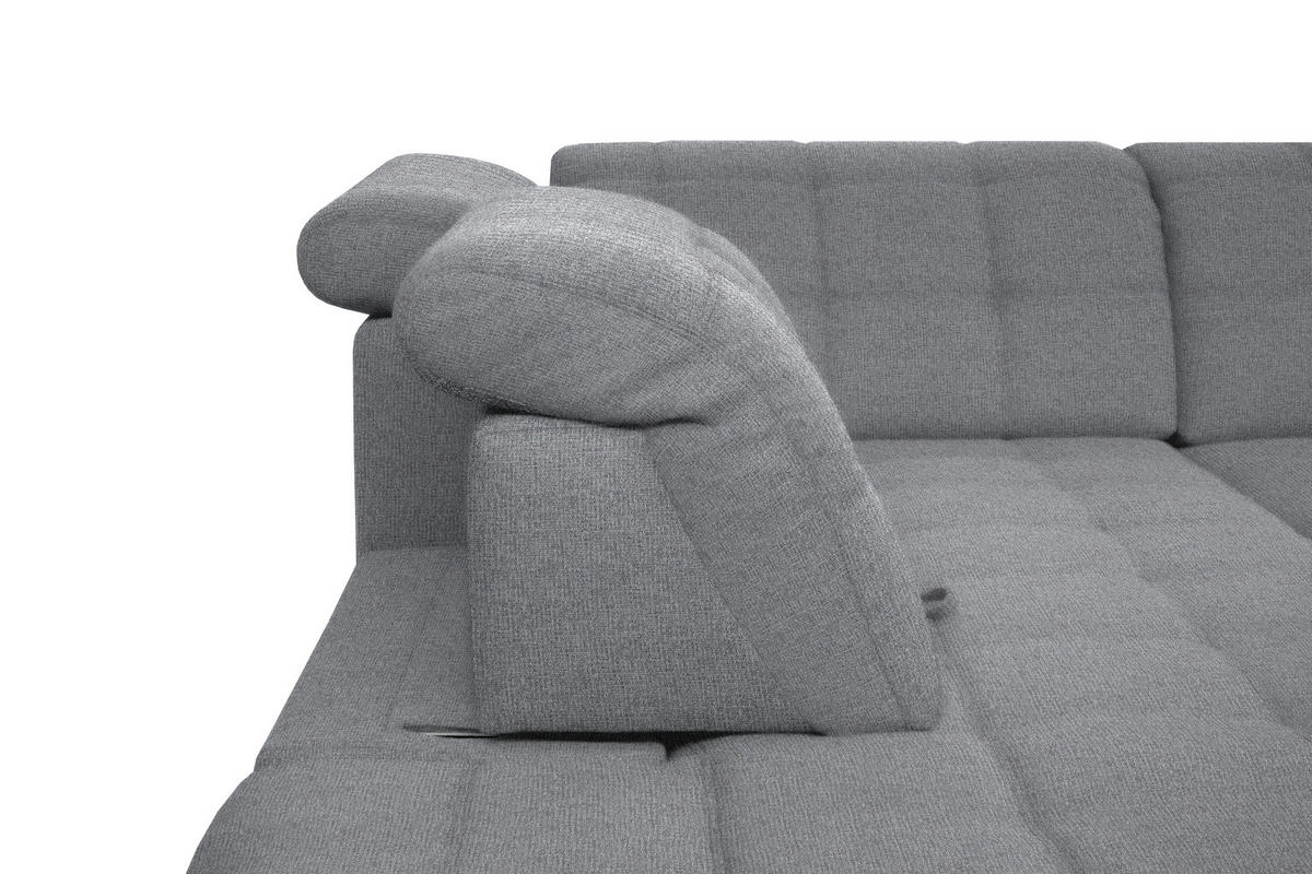 ECKSOFA in Webstoff Grau  - Schwarz/Grau, Design, Holz/Textil (297/216cm) - Xora