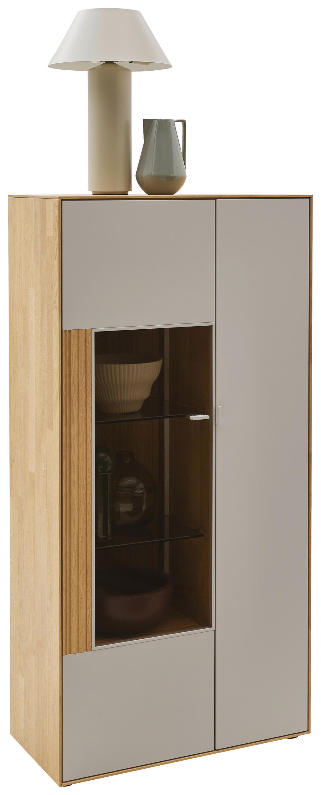 HIGHBOARD Kaschmir, Wildeiche  76,9/155,1/37,1 cm  - Kaschmir/Wildeiche, Design, Glas/Holz (76,9/155,1/37,1cm) - Dieter Knoll