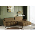 ECKSOFA Olivgrün Flachgewebe Rücken echt, Kopfteilverstellung, Sitztiefenverstellung  - Schwarz/Olivgrün, KONVENTIONELL, Textil/Metall (272/175cm) - Carryhome