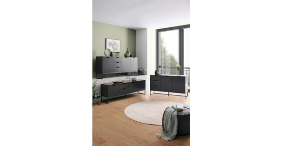 SIDEBOARD  in 180/79/40 cm  - Anthrazit/Schwarz, Design, Holzwerkstoff/Metall (180/79/40cm) - Novel