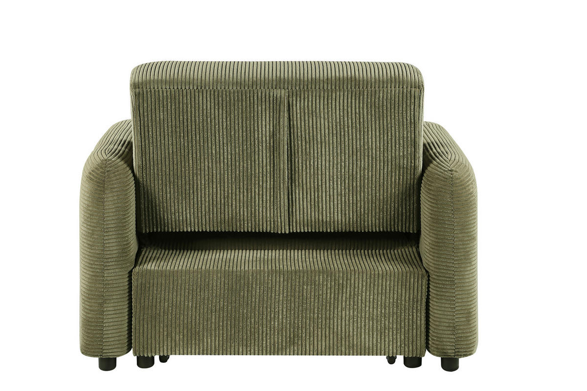 SCHLAFSESSEL PIANA Cord Grün Liegefunktion  - Schwarz/Grün, Design, Kunststoff/Textil (108/86/90cm) - MID.YOU
