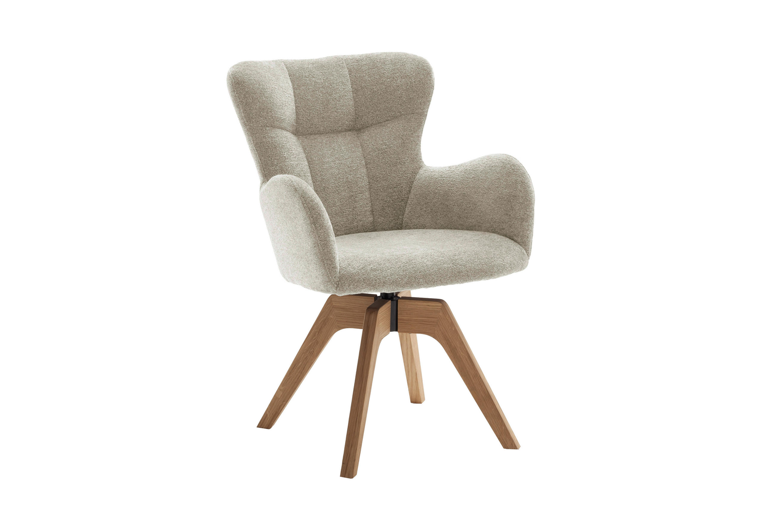 ARMLEHNSTUHL  Sitzfläche 360° drehbar Bouclé  - Wildeiche/Elfenbein, MODERN, Holz/Textil (66/89/63cm) - MID.YOU