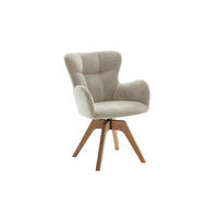 ARMLEHNSTUHL  Sitzfläche 360° drehbar Bouclé  - Wildeiche/Elfenbein, MODERN, Holz/Textil (66/89/63cm) - MID.YOU