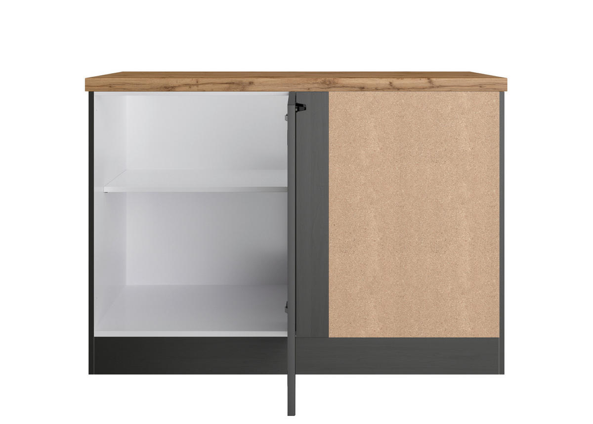 ECKUNTERSCHRANK 120/86/60 cm  in Grau, Eiche Wotan  - Eiche Wotan/Schwarz, LIFESTYLE, Holzwerkstoff/Metall (120/86/60cm) - Held