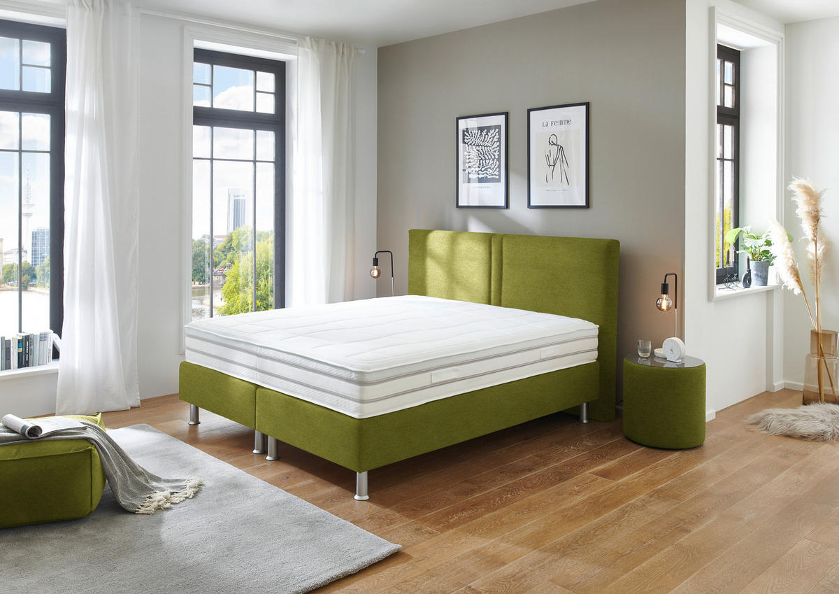 BOXSPRINGBETT 180/200 cm  in Grün  - Alufarben/Grün, Design, Kunststoff/Textil (180/200cm) - Beldomo - Sleep