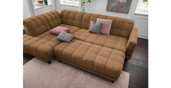 ECKSOFA in Webstoff Braun  - Schwarz/Braun, Design, Holz/Textil (216/302cm) - Xora